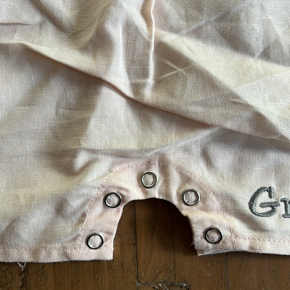 Beba bean pink linen blend tie romper “Greta” - Picture 3 of 6